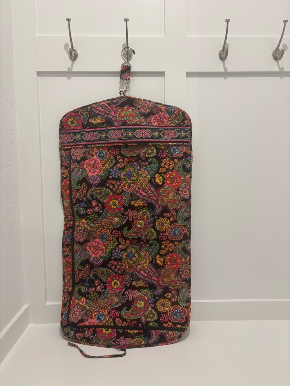 Vera Bradley Quilted Floral Paisley Tote - Black with Pink, Blue, Yellow, Green